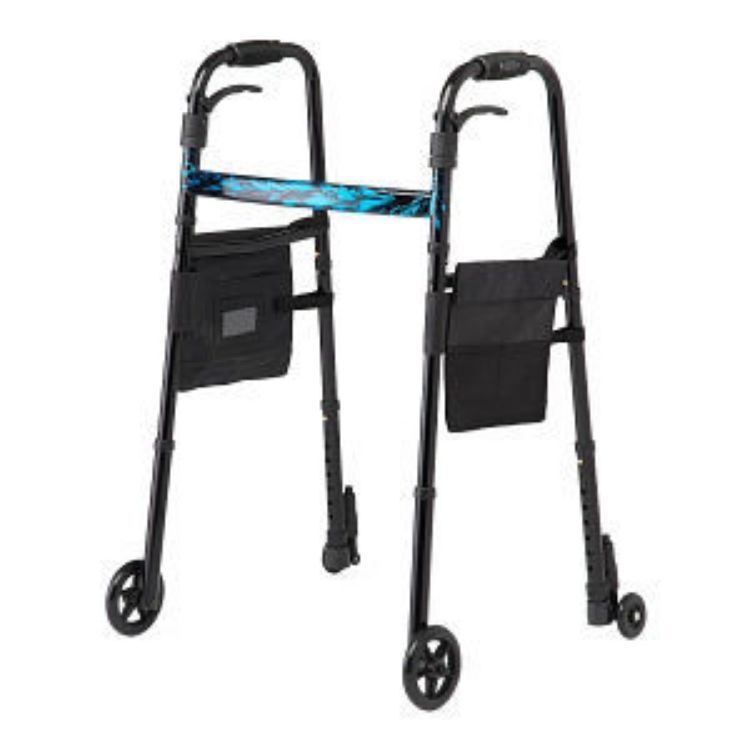 MEDLINE TRIGGER FOLDING WALKER WITH 5" WHEELS