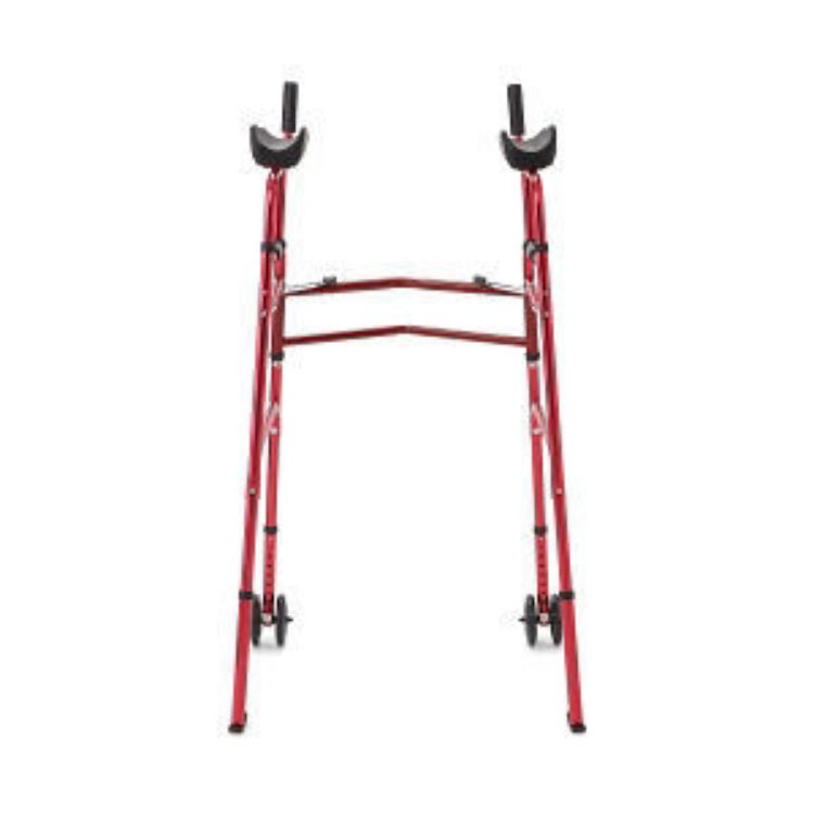 MEDLINE UPRIGHT FOLDING WALKER WITH 5" WHEELS, RED