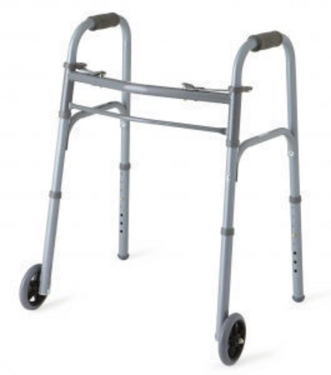 MEDLINE 2-BUTTON FOLDING WALKER WITH 5" WHEELS FOR JUNIORS