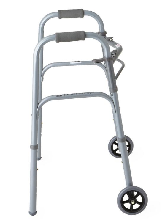 MEDLINE 2-BUTTON FOLDING WALKER WITH 5" WHEELS FOR JUNIORS