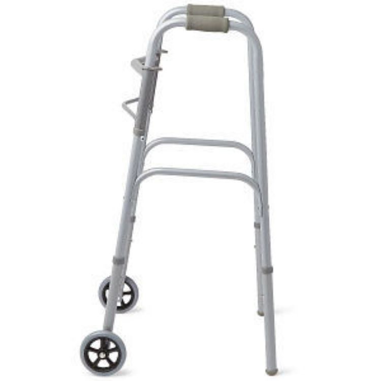 MEDLINE 2-BUTTON BASIC FOLDING WALKER WITH 5" WHEELS FOR ADULTS