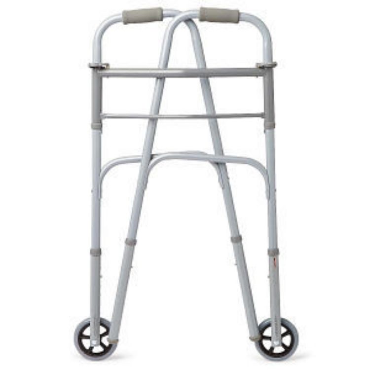 MEDLINE 2-BUTTON BASIC FOLDING WALKER WITH 5" WHEELS FOR ADULTS