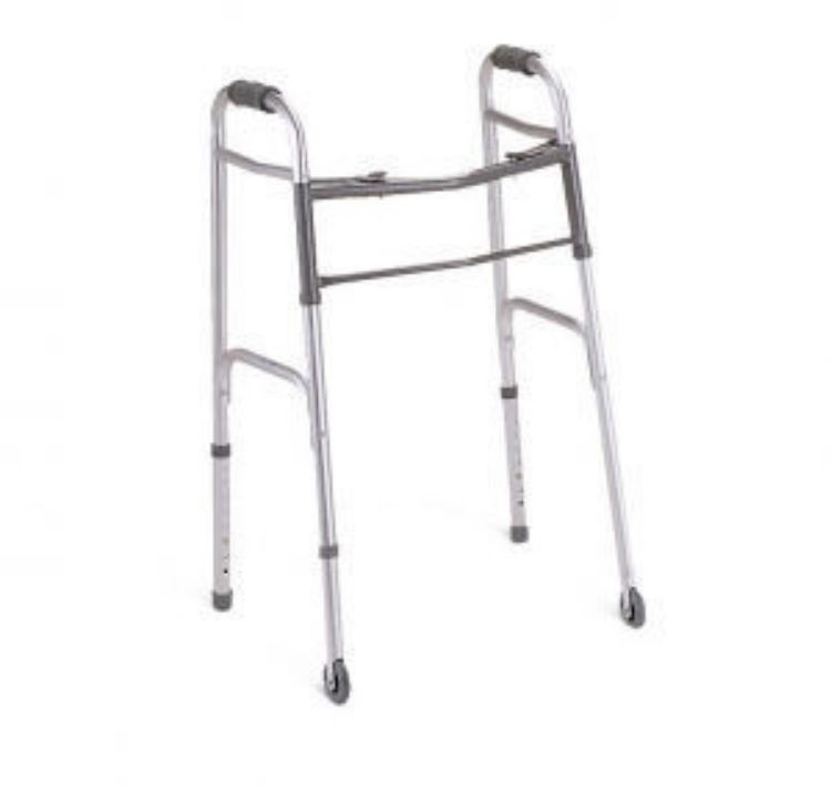 MEDLINE 2-BUTTON FOLDING WALKER WITH 3" WHEELS FOR ADULTS