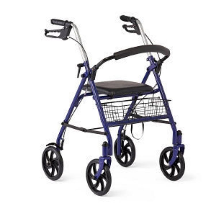 MEDLINE ECONOMY STEEL ROLLATOR 8" WHEELS & BASKET, KNOCK-DOWN