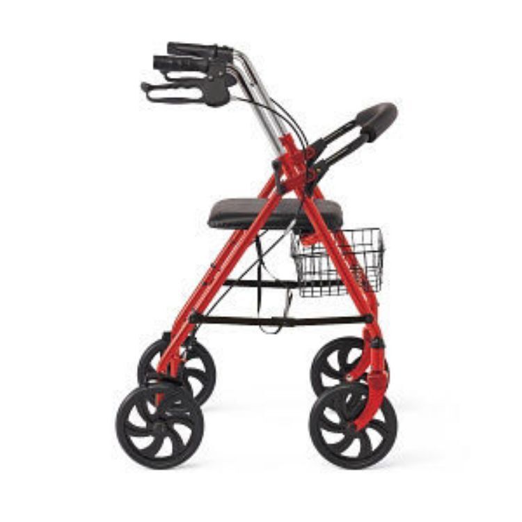 MEDLINE ECONOMY STEEL ROLLATOR 8" WHEELS & BASKET, KNOCK-DOWN