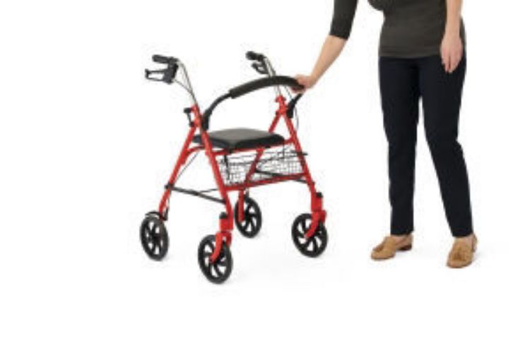 MEDLINE ECONOMY STEEL ROLLATOR 8" WHEELS & BASKET, KNOCK-DOWN