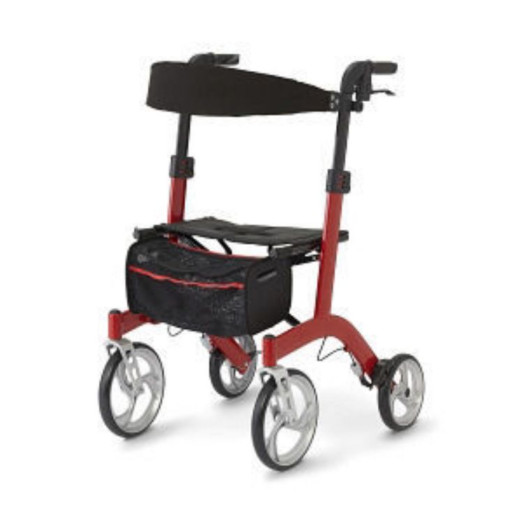 MEDLINE EUROPEAN STYLE ALUMINUM ROLLATOR, Red