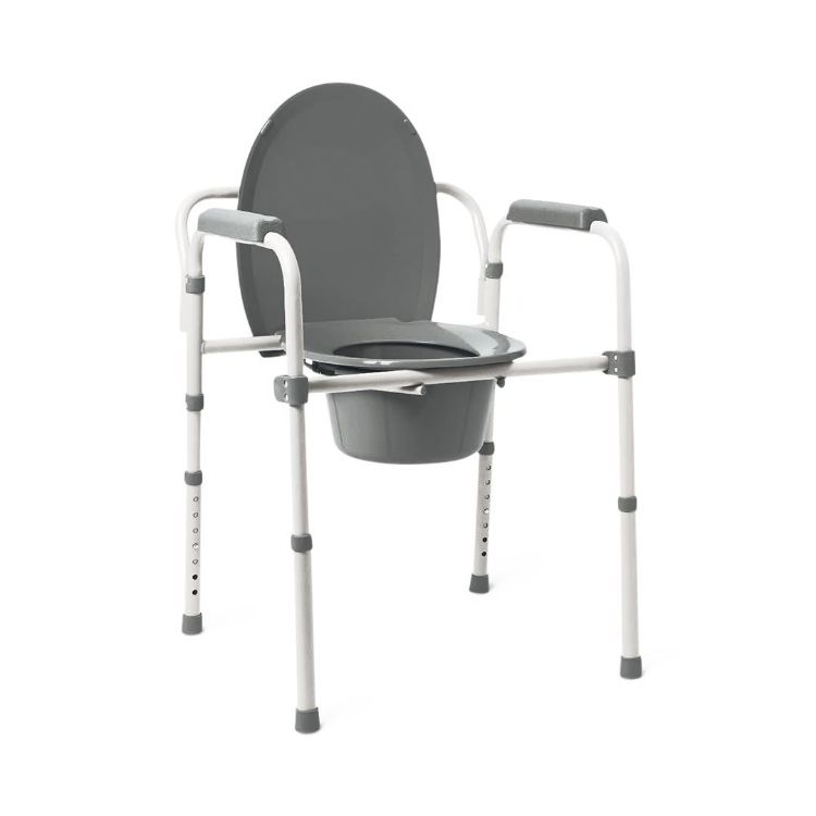 Medline 3-in-1 Folding Commode with Elongated Seat