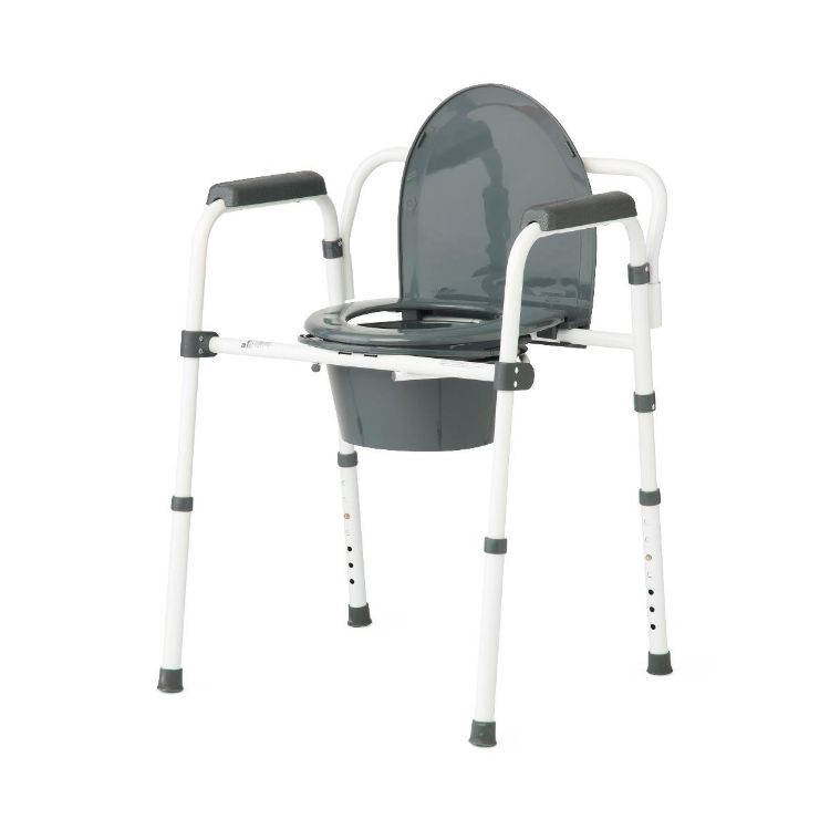 Medline 3-in-1 Folding Commode with Elongated Seat