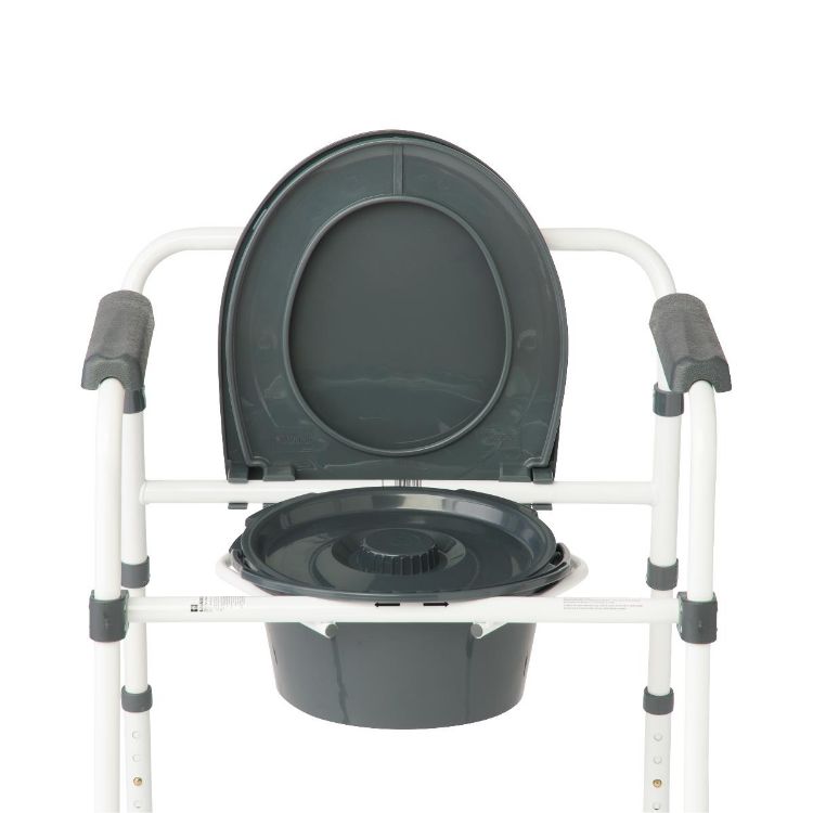 Medline 3-in-1 Folding Commode with Elongated Seat