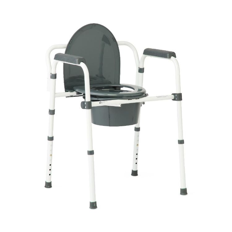 Medline 3-in-1 Folding Commode with Elongated Seat