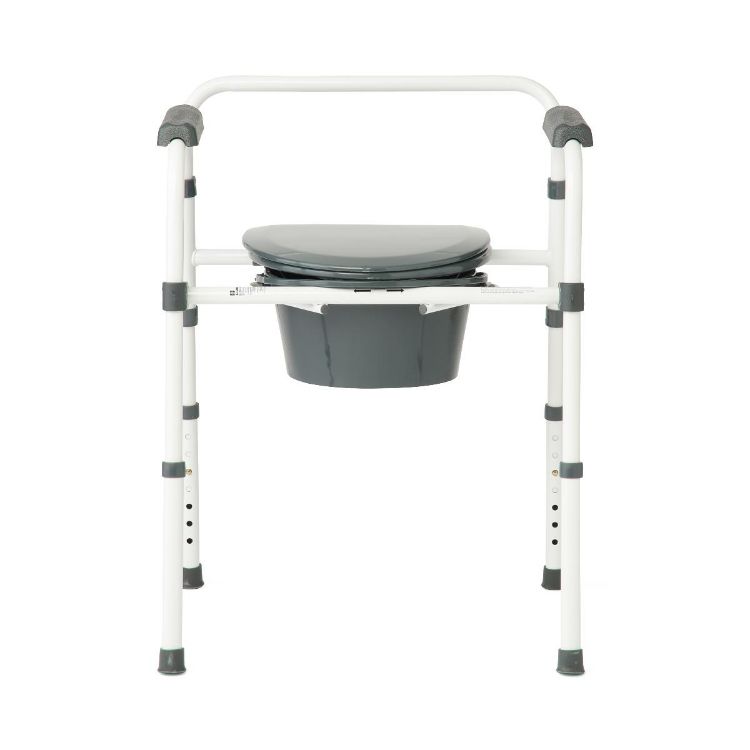 Medline 3-in-1 Folding Commode with Elongated Seat