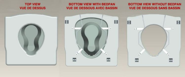 Medpro Euro Commode, Lift-Up, 4 Lock, 19.5" W/Seat For Disp. Bedpans, I.C. Friend