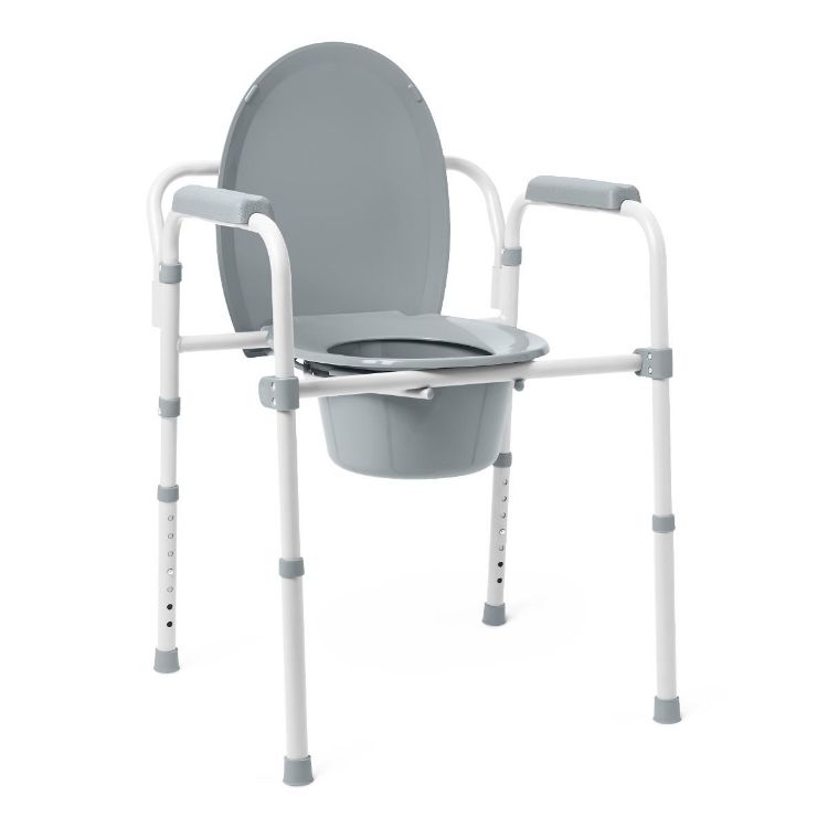 Medline 3-in-1 Folding Steel Elongated Commode