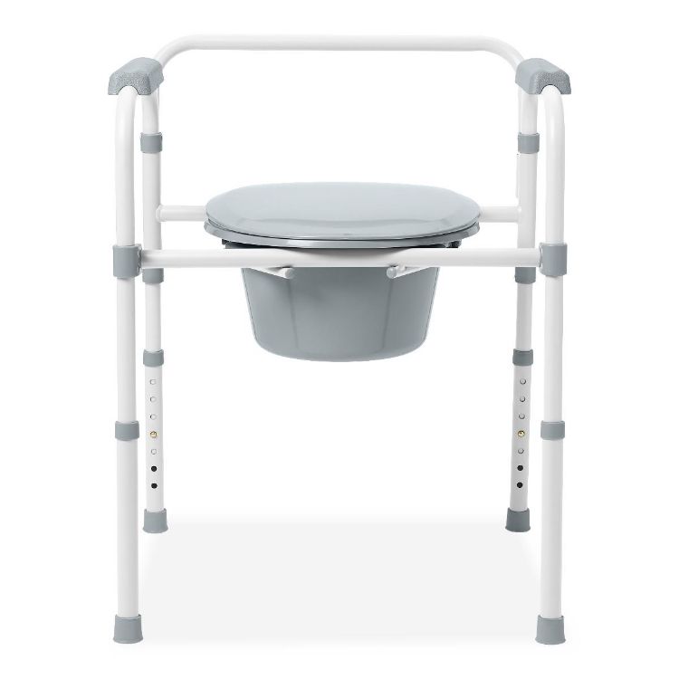 Medline 3-in-1 Folding Steel Elongated Commode