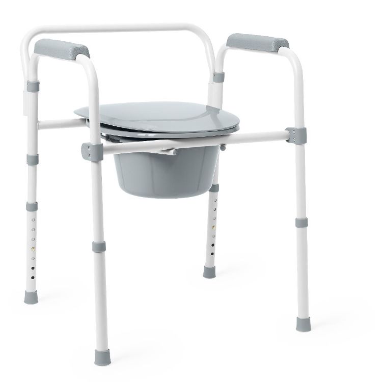 Medline 3-in-1 Folding Steel Elongated Commode