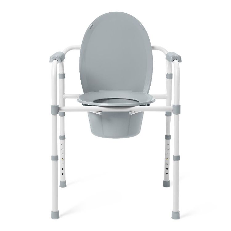 Medline 3-in-1 Folding Steel Elongated Commode