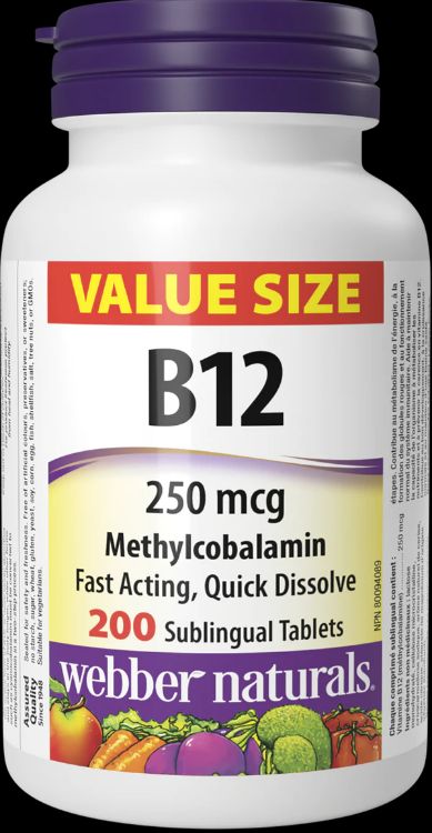 Webber Naturals Vitamin B12 Tablets 250Mcg