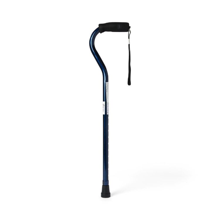 Medline Offset Handle Cane Aluminum Blue