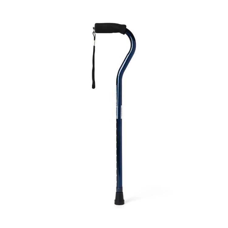 Medline Offset Handle Cane Aluminum Blue