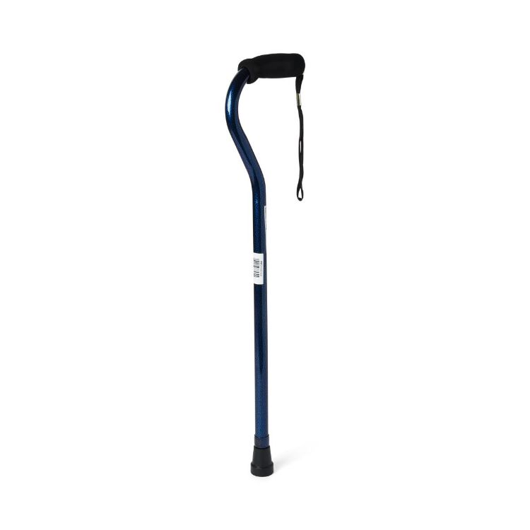 Medline Offset Handle Cane Aluminum Blue