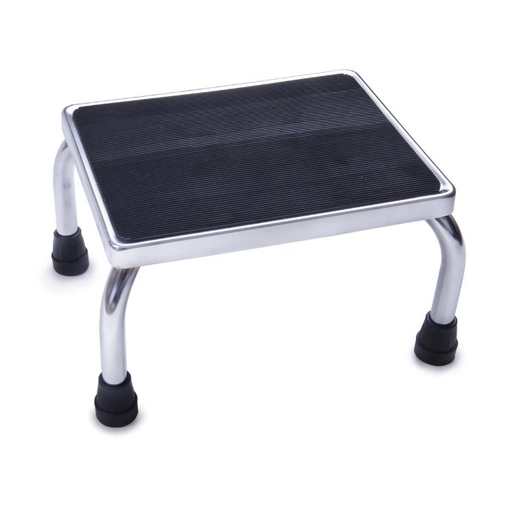 Medline Footstool with Rubber Mat, Chrome 