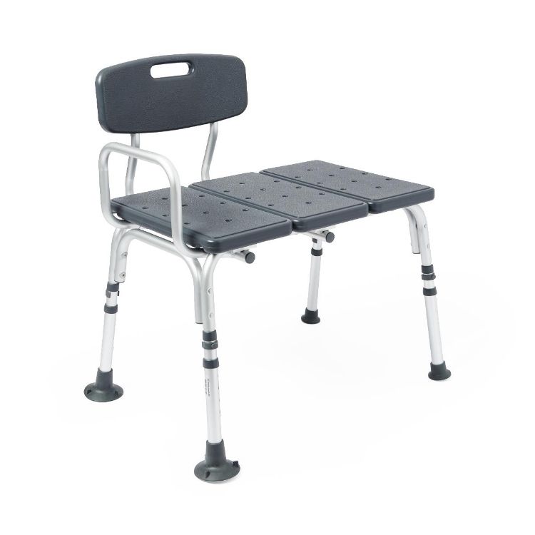 Medline Knockdown Transfer Bench with Back and Microban Treatment