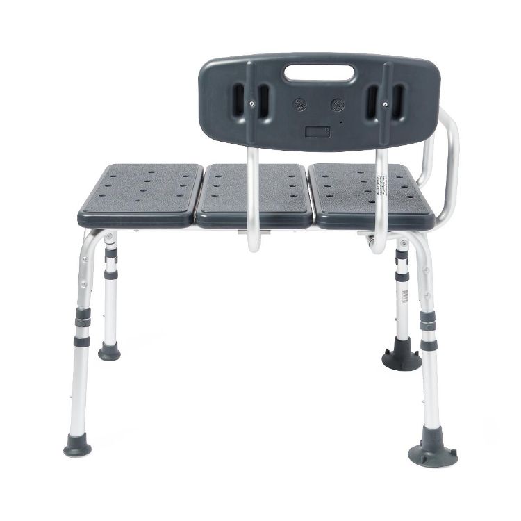 Medline Knockdown Transfer Bench with Back and Microban Treatment
