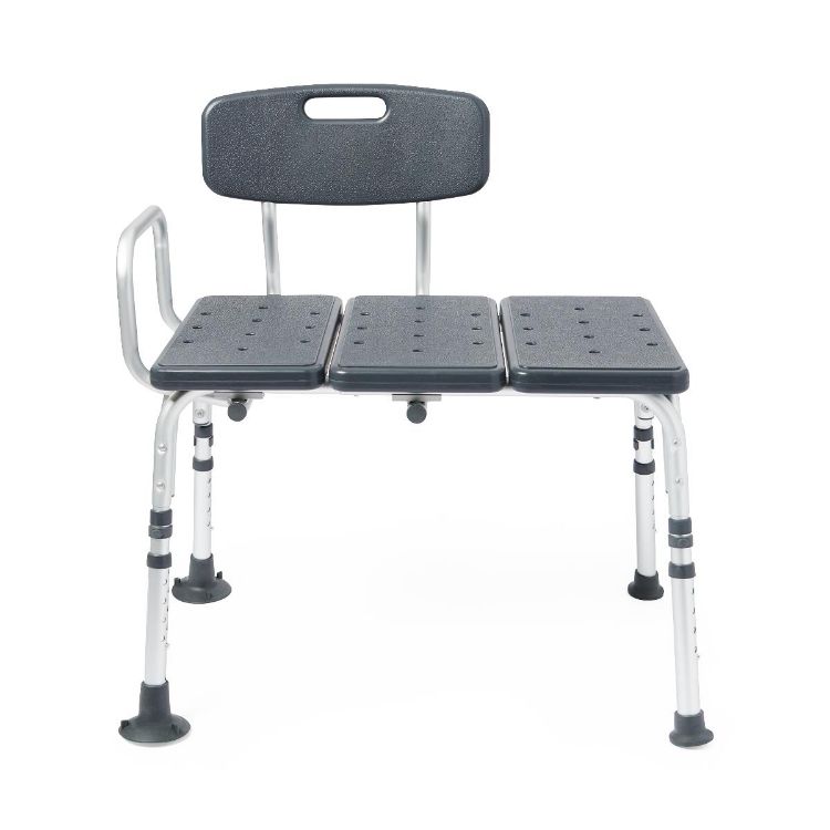 Medline Knockdown Transfer Bench with Back and Microban Treatment