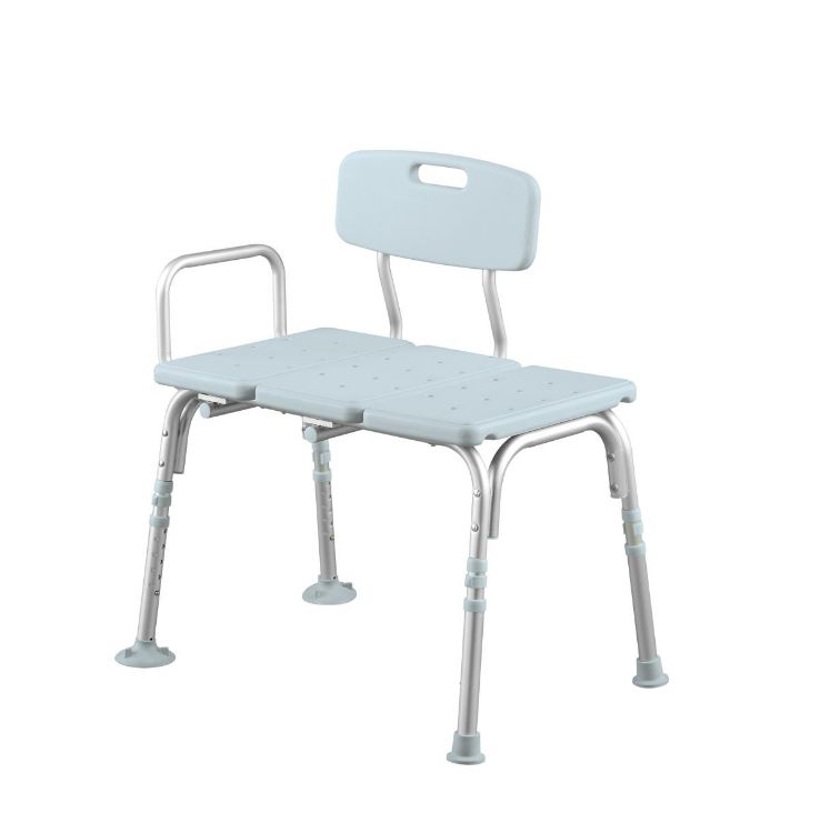 Medline Knockdown Transfer Bench with Back and Microban Treatment