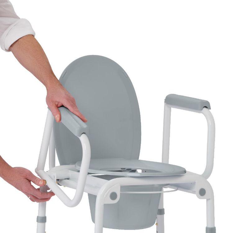 Medline Steel Drop-Arm Commode with Wheels