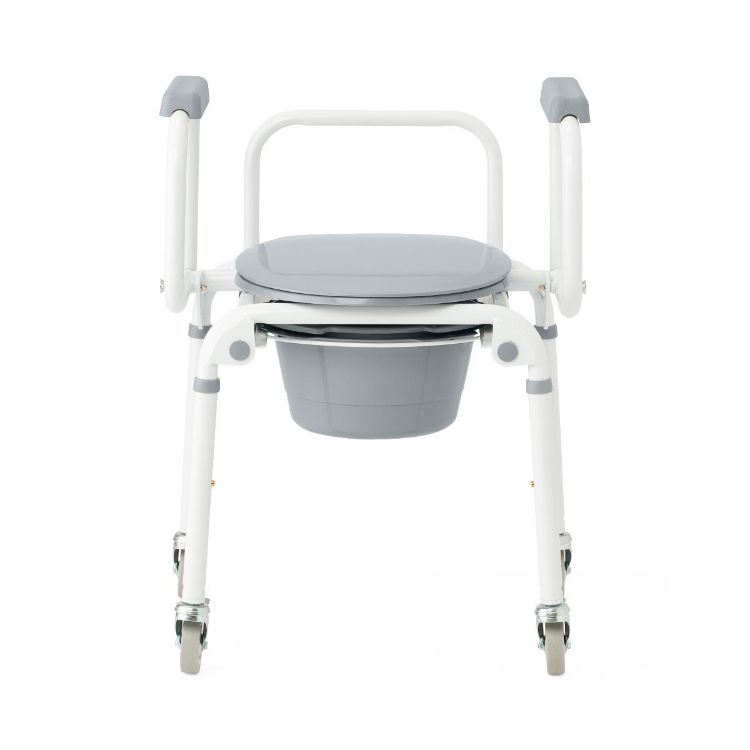 Medline Aluminum Drop Arm Commode with 4 Locking Casters