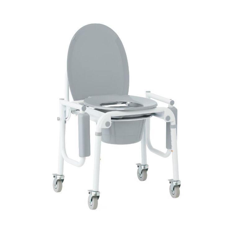 Medline Aluminum Drop Arm Commode with 4 Locking Casters