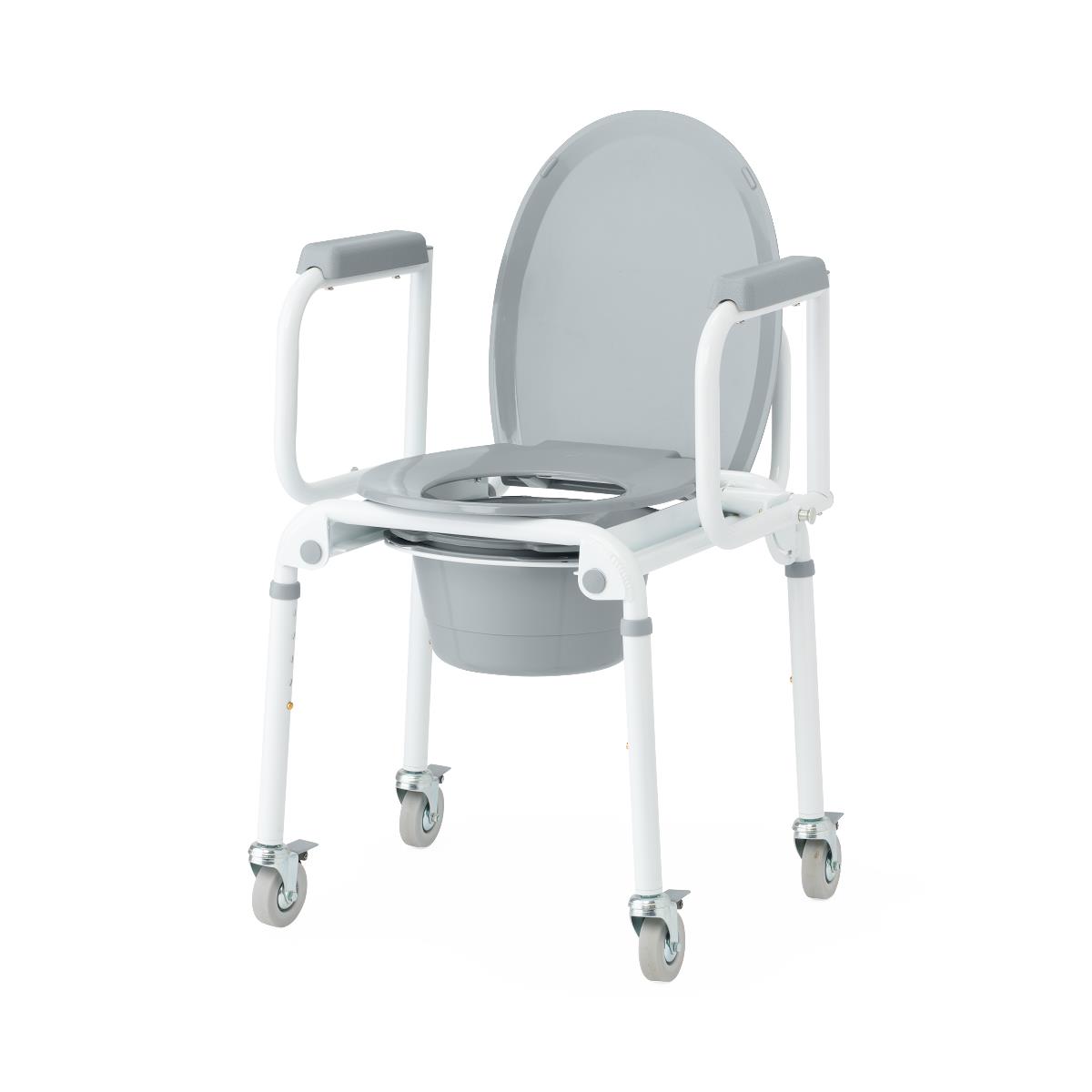 Medline Aluminum Drop Arm Commode with 4 Locking Casters I HHCS