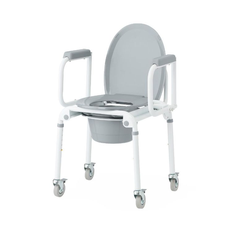 Medline Aluminum Drop Arm Commode with 4 Locking Casters