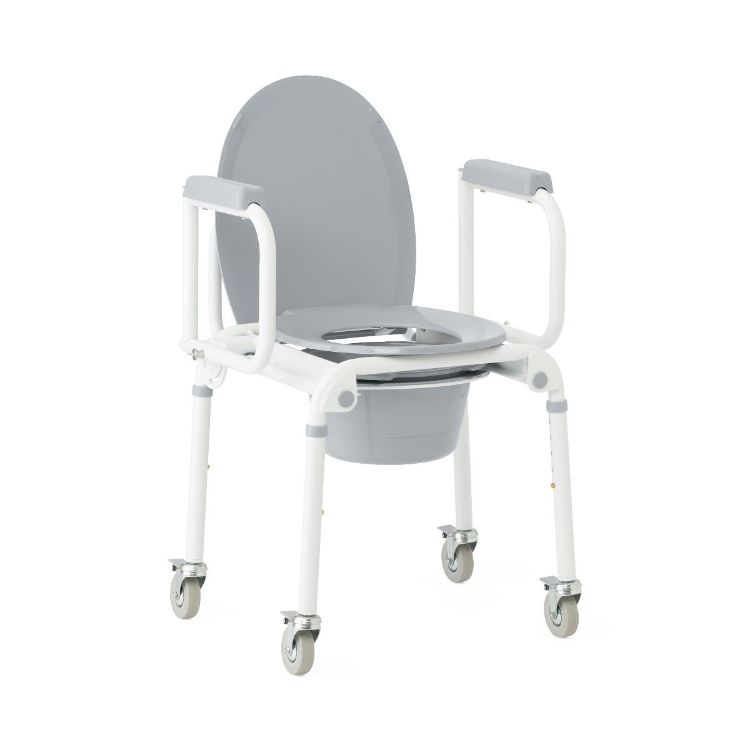 Medline Aluminum Drop Arm Commode with 4 Locking Casters