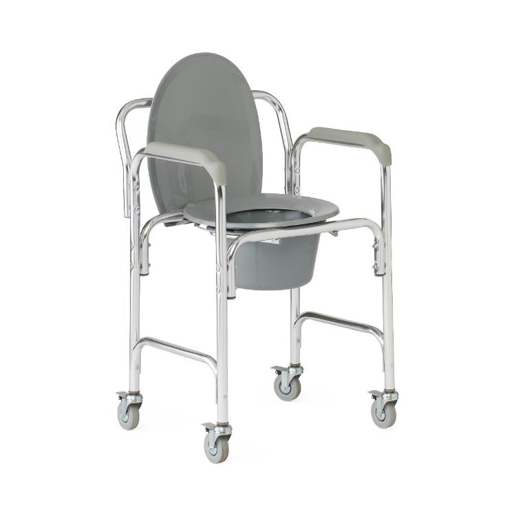 Medline Aluminum Elongated Commode with 4 Locking Casters