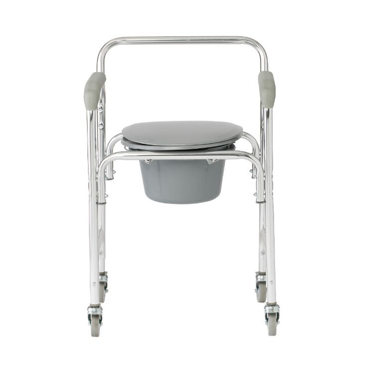 Medline Aluminum Elongated Commode with 4 Locking Casters