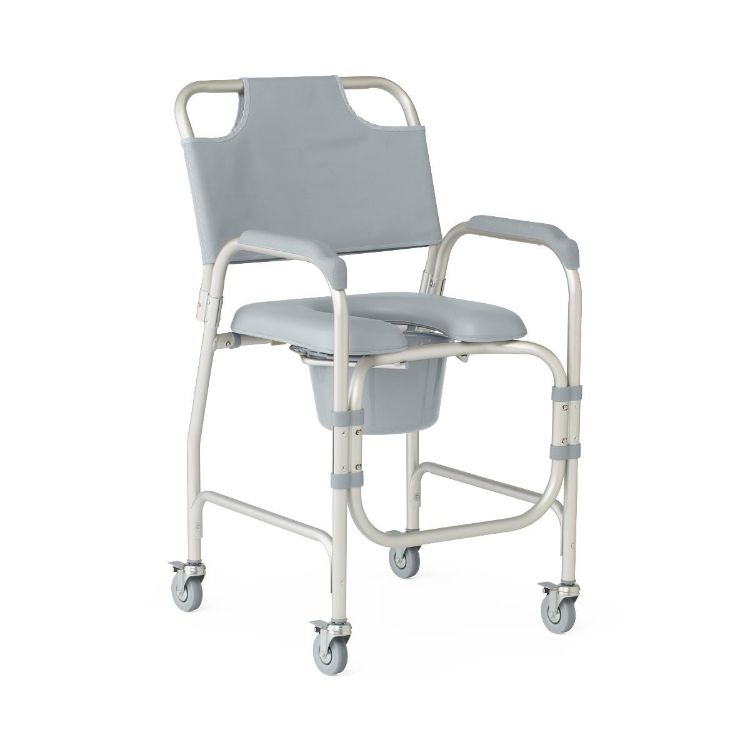 Medline Padded Shower Chair Commode with Casters