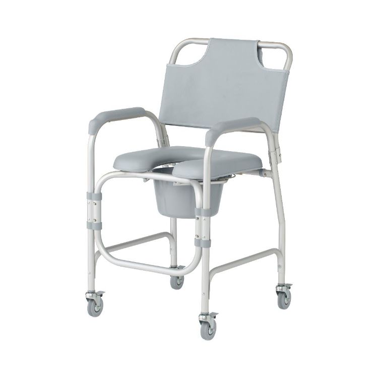 Medline Padded Shower Chair Commode with Casters