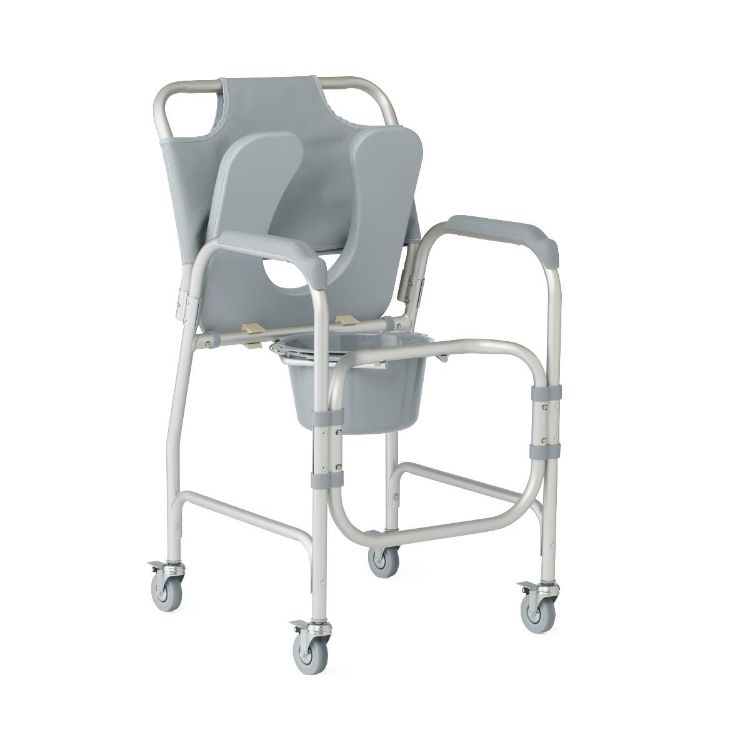 Medline Padded Shower Chair Commode with Casters