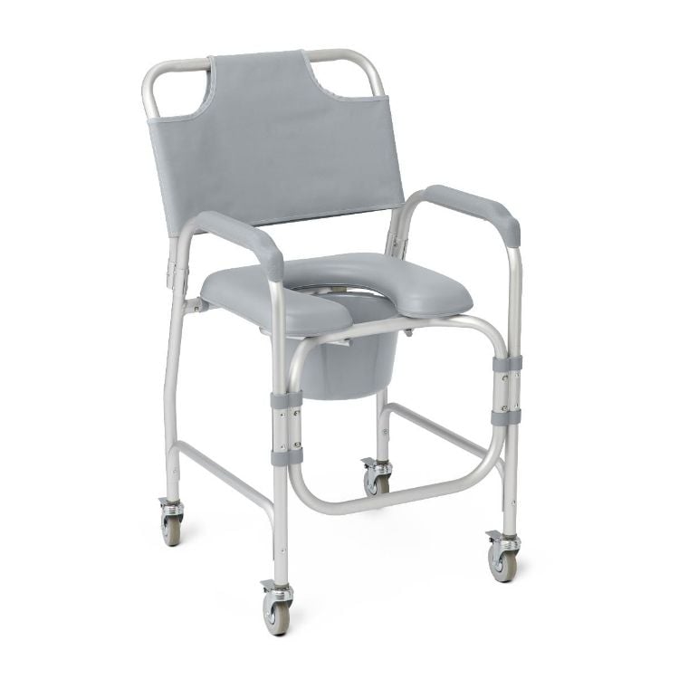 Medline Padded Shower Chair Commode with Casters