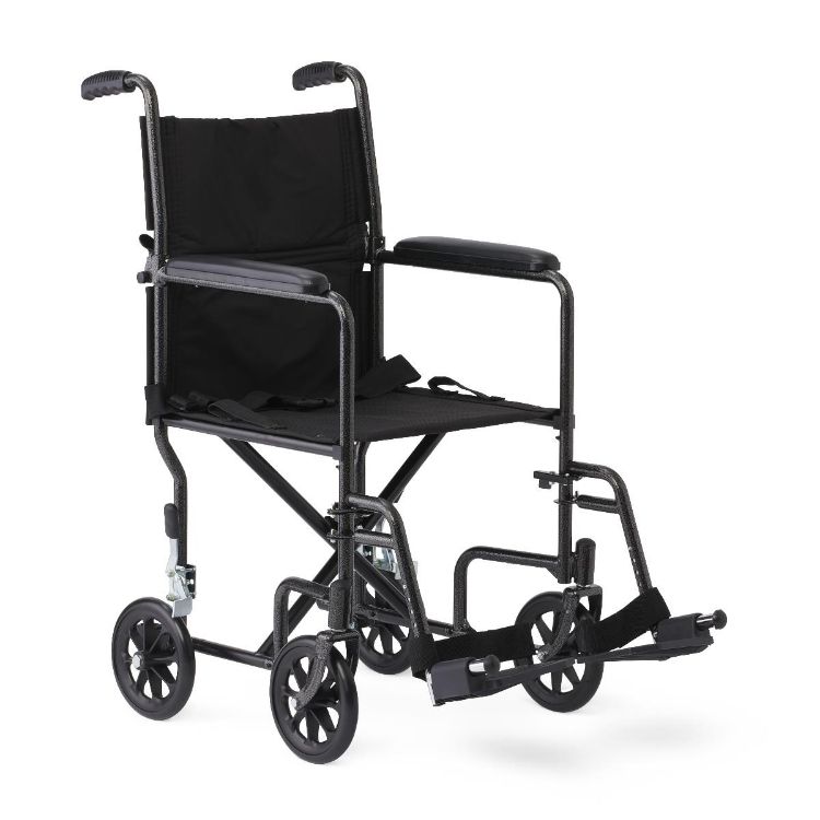 Medline Steel Transport Chair with Arms and Swing-Away Footrests