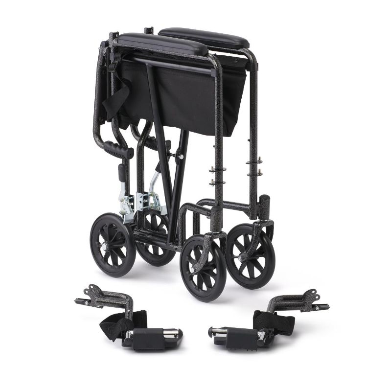 Medline Steel Transport Chair with Arms and Swing-Away Footrests