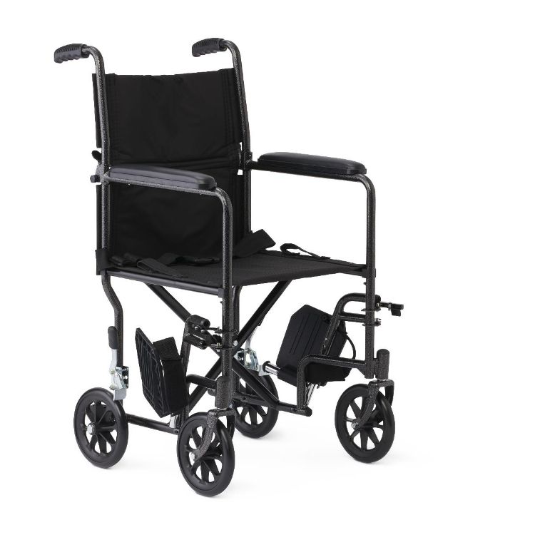 Medline Steel Transport Chair with Arms and Swing-Away Footrests