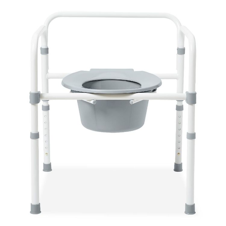 Medline Economy Elongated Steel 3 in 1 Folding Commode