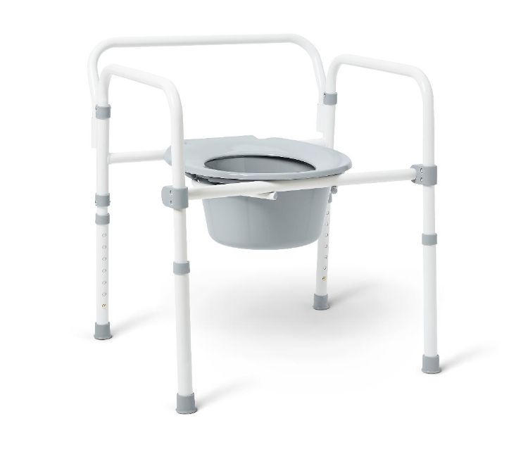 Medline Economy Elongated Steel 3 in 1 Folding Commode