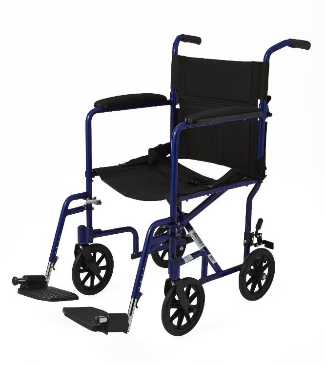 Medline Aluminum Transport Chair with Armrests
