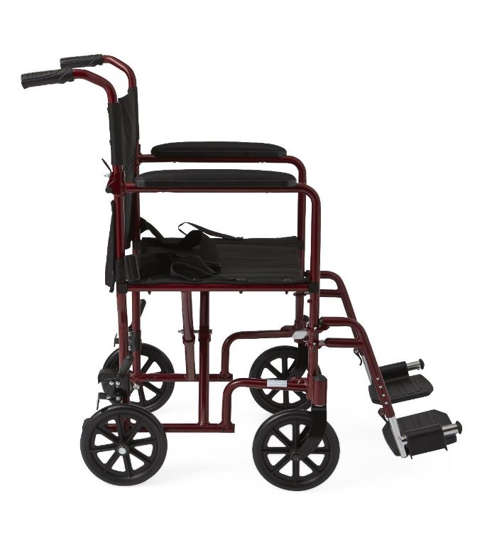 Medline Aluminum Transport Chair with Armrests