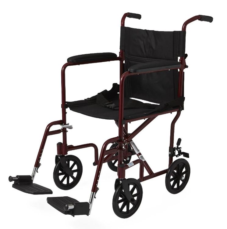 Medline Aluminum Transport Chair with Armrests